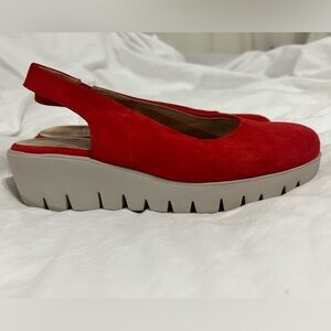 WondersFly Red Suede Slingback Platform Shoes Chunky Comfort Spain EU 36